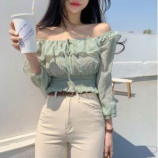 Long-sleeve Smocked Floral Top