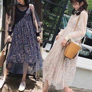 Floral Printed Sheer Chiffon Dress