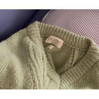 V-neck Wool Blend Sweater One Size