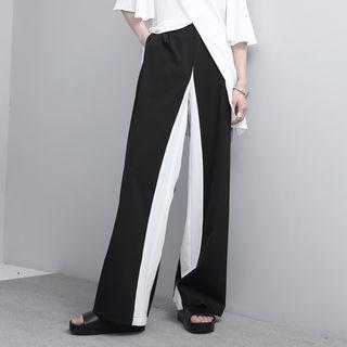 Color-block Straight-cut Pants