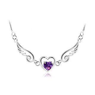 Fashion Angel Wings Necklace With Purple Austrian Element Crystal