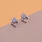 Rhinestone Stud Earring With Gift Box - 1 Pair - Silver - One Size