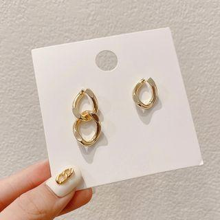 Asymmetrical Hoop Drop Earring 1 Pair - Asymmetric - Gold - One Size