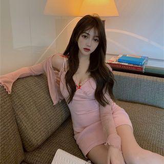 Spaghetti Strap Mini A-line Dress / Cardigan