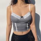 Lace Trim Gingham Cropped Camisole Top