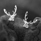 Deer Antler Rhinestone Earrings 1 Pair - S925 Silver - One Size