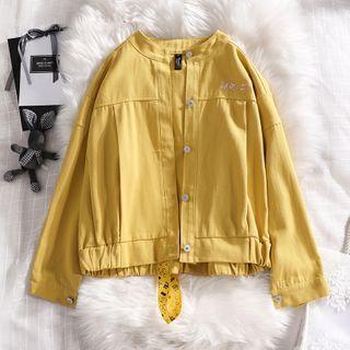 Printed Applique Button-up Jacket