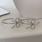 Bow Alloy Open Hoop Earring 1 Pair - Silver Needle - Silver - One Size