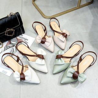 Ribbon Pointy-toe Slingback Flat Mules