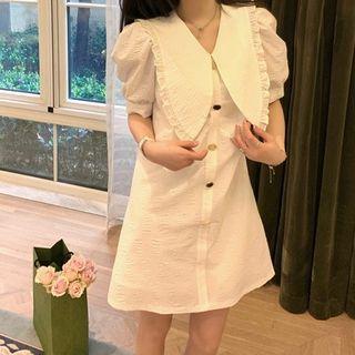 Short-sleeve Wide Collar Mini Dress
