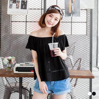 Off-shoulder Button Top