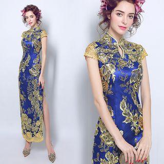 Short-sleeve Midi Sheath Qipao