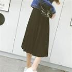 Pleated Chiffon Midi Skirt Black - One Size