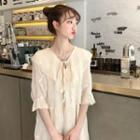 Butterfly Long-sleeve Loose-fit Dress Almond - One Size