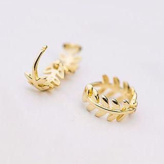 925 Sterling Silver Leaf Hoop Earring