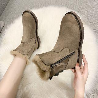 Faux Fur Lined Zip-up Short Boots