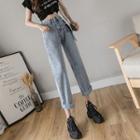 Lace-up Front Straight-cut Jeans