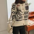 Nordic Pattern Knit Cardigan Ivory - One Size