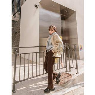 Strappy Pocket-detail Faux-shearling Jacket