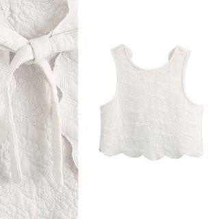 Scallop-hem Bow-back Cropped Tank Top