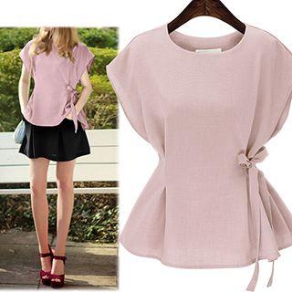 Short Sleeve Tie Waist Top