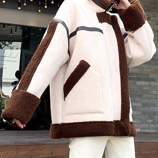 Contrast Color Fleece-lined Jacket