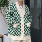 Checkerboard V-neck Sweater