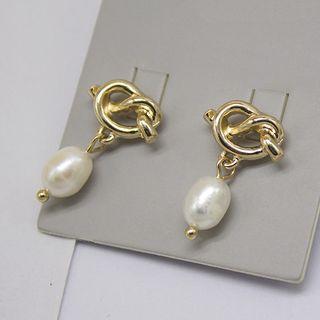 S925 Sterling Silver Faux Pearl Drop Earring As Shown In Figure - One Size