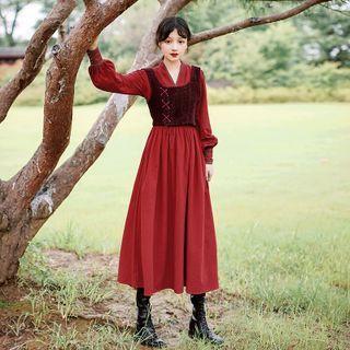 Set: Sweater Vest + Long-sleeve Dress + Belt