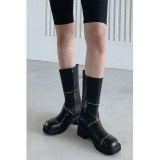 Contrast-trim Mid-calf Boots