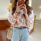 Long-sleeve Peach Print Shirt