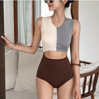 Color Block Cut-out Swimsuit