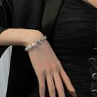 Faux Pearl Heart Chain Bracelet 1 Pc - Silver - One Size