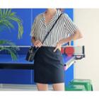 Latched-lapel Striped Shirt