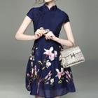 Embroidered Flower Short-sleeve Dress