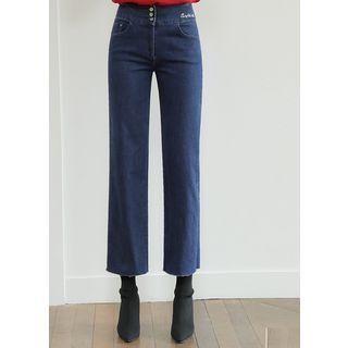 Letter-embroidered Loose-fit Jeans