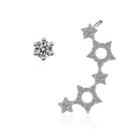 Non-matching Rhinestone Alloy Star Earring 1 Pair - Silver - One Size