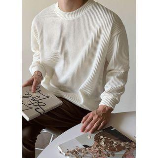 Crew-neck Rib Knit Pullover