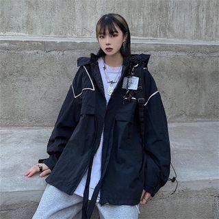Hooded Cargo Jacket Black - One Size