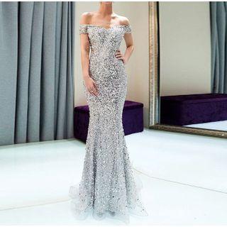 Off-shoulder Sequin Mermaid Evening Gown