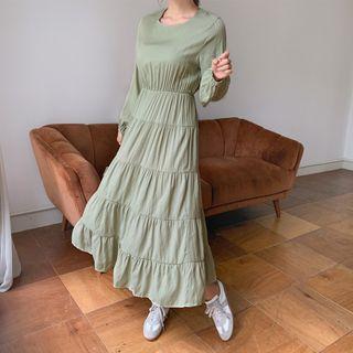 Tiered Long Monotone Dress