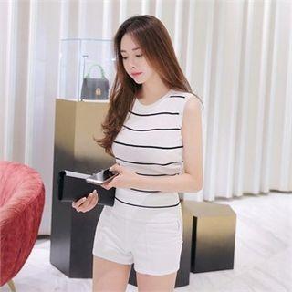 Slim-fit Stripe Knit Tank Top