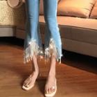 Glittered Tassel Boot-cut Jeans