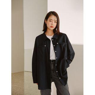 Tab-detail Dual-pocket Oversized Shirt