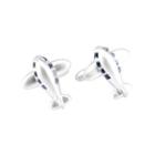Fashion Personality Aircraft Blue Austrian Element Crystal Cufflinks Silver - One Size
