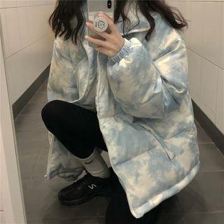 Tie Dye Padded Jacket Light Blue & White - One Size