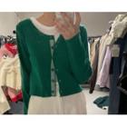 [dearest] Scallop-edge Rib-knit Cardigan (green) One Size