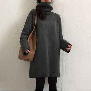 Turtle Neck Mini Sweater Dress