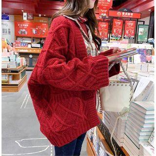 Toggle Loose-fit Plain Cardigan