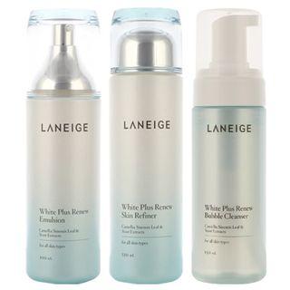 Laneige - White Plus Renew Triple Set : Skin Refiner 120ml + Emulsion 100ml + Bubble Cleanser 150ml